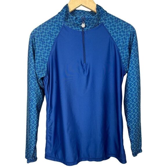 UV SKINZ Women’s UPF 50+ Long Sleeve Rash Guard Sun Shirt Blue Size Large - Picture 1 of 11